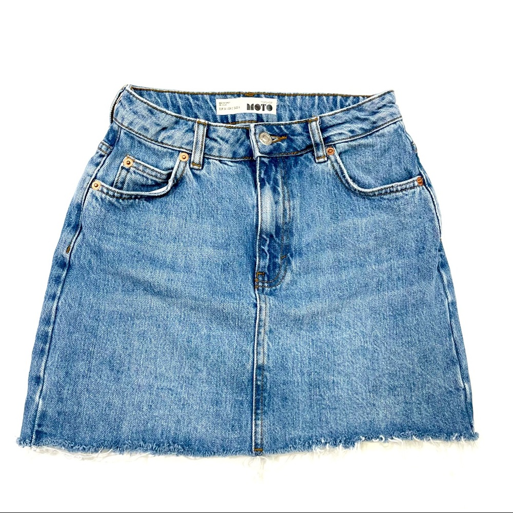 Topshop Denim Front Zip Mini Skirt US 2
